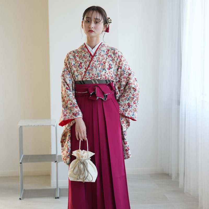 レトロ 忍び込ん 花模様 二尺袖 着物