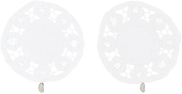 Gohar World 白色 Lace & Bean 杯垫套装 - 2 件装