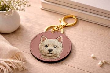 3D紋理 NFC 家庭智能鑰匙圈-狗(WH)(寵物項圈 鑰匙圈) 客製化名片