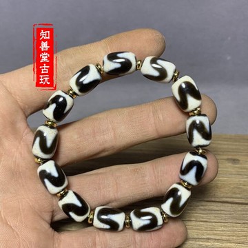 瑪瑙天珠西藏真瑪瑙達洛雙虎牙天珠手串女男吊墜瑪瑙手鏈 10x14mm