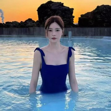 沈夢辰同款泳衣女復古簡約小胸吊帶性感露背簡約連體游泳衣女溫泉