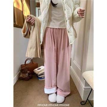 PPHOME自制~版型很直 冬季加絨休閑褲百搭顯瘦遛彎褲窄版直筒褲