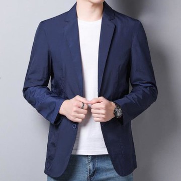 【巴黎精品】西裝外套休閒西服-春夏微皺輕薄防曬男外套3色p1ac60