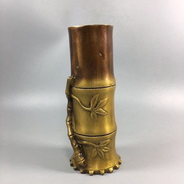 純銅竹子筆筒仿古現代工藝花瓶節節高升辦公家居風水裝飾禮品擺件