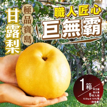 【雪莉朵辣嚴選】寶島甘露梨 帝王級特大果-6.5公斤箱(五粒裝) x1箱 -(下單後7個工作出貨)