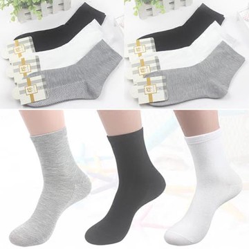 10雙包郵 男襪中厚純棉防臭吸汗中筒襪子男 純白色運動無骨全棉襪