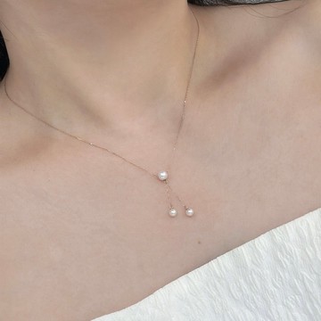 日本Akoya珍珠雙垂吊式項鍊