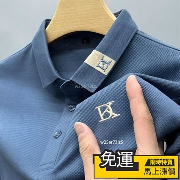 🔥 熱賣🔥POLO衫男士短袖t恤男中年爸爸夏季珠地棉高端上衣服秋衣體桖POLO衫男 短袖上衣 翻領上衣 短袖T恤