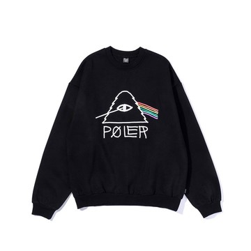 日本限定 POLER PSYCHEDELIC CREW 山型眼彩虹經典大學T / 黑