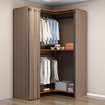 免運公司貨 簡易衣櫃  臥室衣帽架落地開放式衣架砌墻衣柜多功能簡約衣帽間金屬掛衣架子 快速出貨