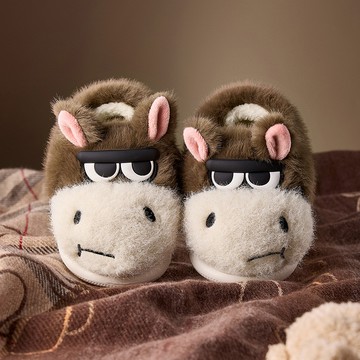 Cheerful Mario幸福瑪麗 寶寶拖鞋冬季加絨保暖 兒童棉拖鞋包跟男童室内家居毛毛拖鞋