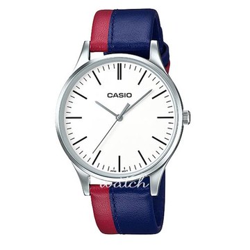 【CASIO 卡西歐】紳士首選_雙色皮革錶帶_防水_指針男錶(MTP-E133L-2E)
