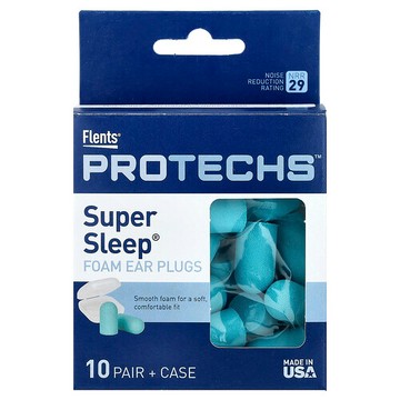 Flents, Protechs，超級睡眠，泡沫耳塞，10 對 + 收納盒
