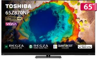TOSHIBA 東芝 REGZA65型4K 144Hz QD Mini LED AirPlay2 智慧顯示器 (65Z870NP)基本桌上安裝