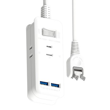 Tyson 太順電業 1切3座智慧型充電組 USB延長線 2.4A急速充電 雙面夾持刃座設計 高耐熱防火材質  0.9m  白色  1條