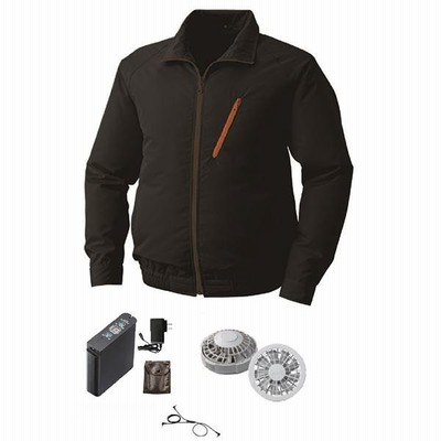 KU90510 空調服 R ポリエステル製長袖ブルゾン FAN2200G・RD9261・LIPRO2セット ブラック 4L