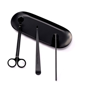 香氛蠟燭保養配件組 - 燭芯剪/滅燭罩/蠟燭鉤/托盤