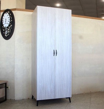 【歐風別館】朵拉2.5尺仿古白梣色雙吊衣櫃【基隆至台中免運費】