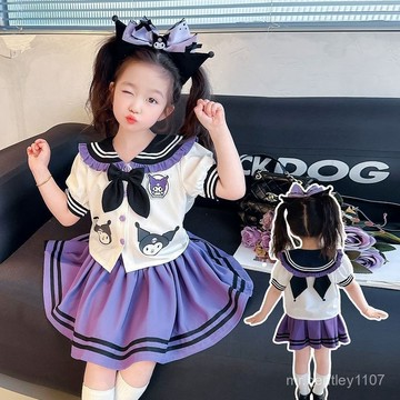 【裙內有安全褲】女童jk套裝 女童公主套裝 女童夏天兩件套 兒童學院百褶裙 洛麗塔洛米寶寶夏裝兩件套 公主套裝