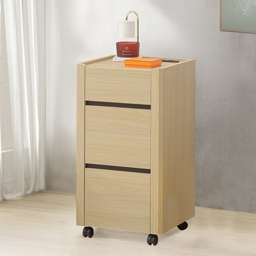 【Homelike】喜家居附插座三抽活動櫃(2501)