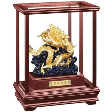 【開運陶源】純金 立體金箔櫥窗～(祥龍獻瑞B) 磐龍雕塑