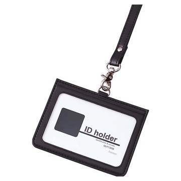 Raymay 藤井 隨身包 合皮識別證吊掛 2口袋收納型 安全背帶  65 x 93mm  黑色