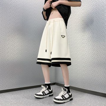 美式復古針織七分褲子男夏薄款cleanfit大碼籃球運動六分拳擊短褲