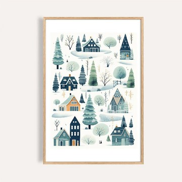 雪白松林小屋 / 北歐美學藝術掛畫