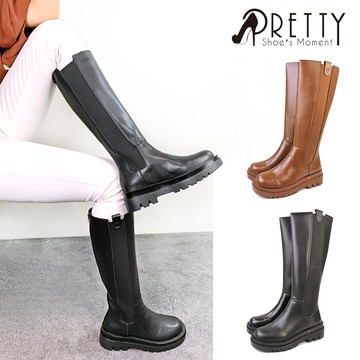 【Pretty】女 長靴 馬靴 騎士靴 工程靴 切爾西 厚底 素面 韓國進口BA-2A239