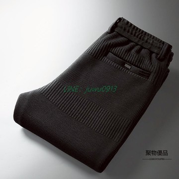針織彈力休閒褲男褲寬版大碼潮流男裝長褲【聚物優品】