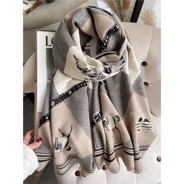 Miss Silas羊絨圍巾女冬季加厚保暖空調房披肩外搭毛毯大披肩圍脖