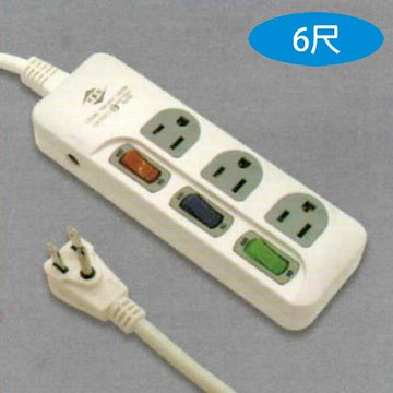 威電牌電腦延長線/CK3331-06 /3孔3座3切/15A/6尺/條