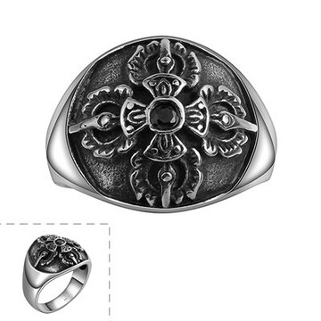 鈦鋼戒指花朵美式戒飾-歐美復古龐克搖滾情人節生日禮物男飾品73le148【獨家進口】【米蘭精品】
