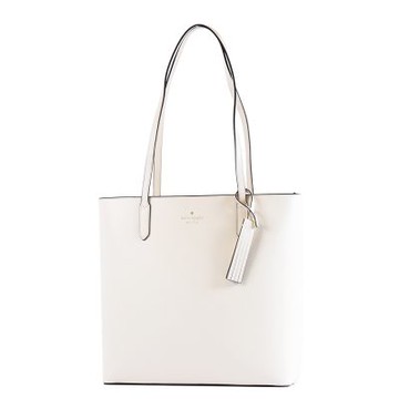 KATE SPADE Jana 十字紋防刮拉鍊肩背托特包-奶霜白