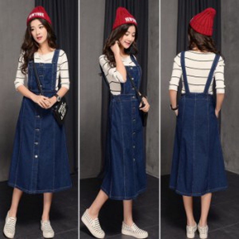 デニムサロペットワンピース オールインワン サロペット ワンピース デニムワンピース デニム フレア ミディアム丈 大きいサイズ 通販 Lineポイント最大1 0 Get Lineショッピング