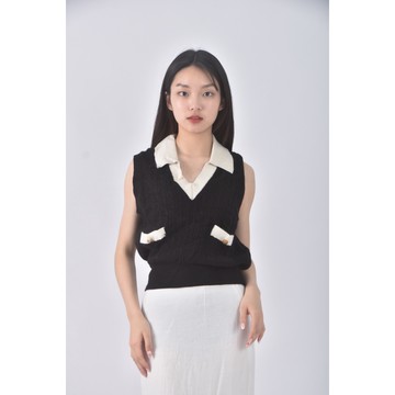 (S) mu i韓牌質感無袖黑色上衣二手衣