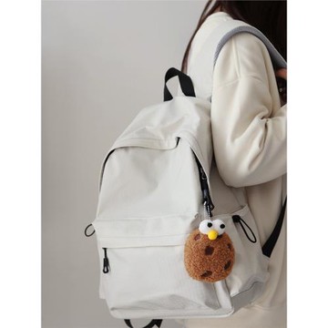 設計感書包初中女生高中大學生純色雙肩包原創小眾格子大容量背包