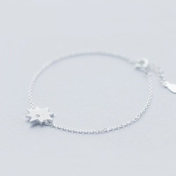 925純銀手鍊 手環-霧面磨砂太陽造型生日情人節禮物女飾品73dp157【獨家進口】【米蘭精品】