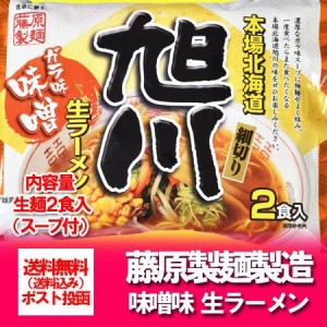 旭川ラーメン 送料無料 旭川 生ラーメン 味噌 スープ ガラ味 北海道 生ラーメン 味噌   みそ 1袋 2食入 あさひかわ 生ラーメン