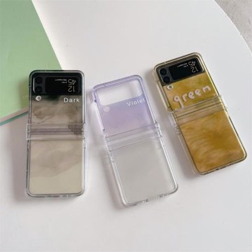 ins漸變暗系渲染適用三星zflip6手機殼折疊屏zflip5防摔殼Flip4透明保護套zflip3超薄W24Flip全包個性女翻蓋