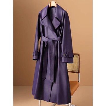 優雅氣質紫色英倫風衣外套女2025春季新款顯瘦慵懶松弛感韓系大衣