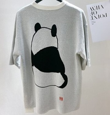 專屬于早春合作款!CHAO可愛熊貓~重工雙面提花針織T~大口袋闊型T