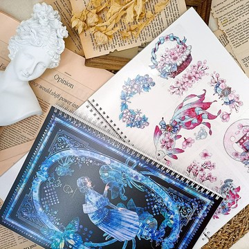 NO.GB1050 釉藍Glaze Blue / 拼貼蒐藏本-離型紙 Sticker Book