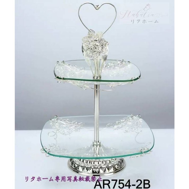 ケーキ スタンド プレート 2段セット アフタヌーンテ ガラス皿