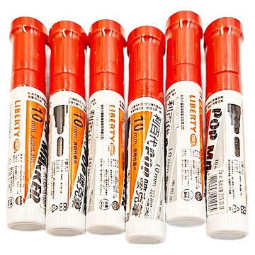 POP 圓尖嘜克筆 907-10-R 5mm 紅色  6支