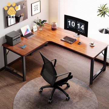 轉角電競桌 電腦桌 臺式 家用雙人書桌 書架 一體桌 臥室拐角桌子辦公桌 ws7291