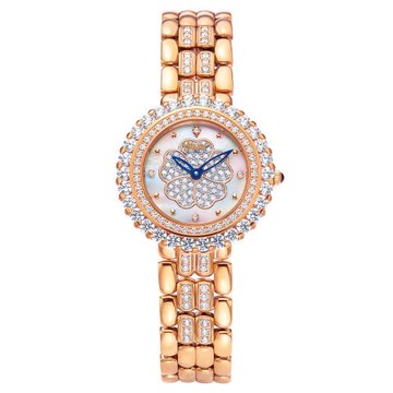 【Ogival 愛其華】山茶花系列 璀璨山茶花珠寶錶 (305-21DLR) 玫瑰金色