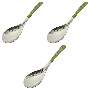 Green Bell 綠貝 鄉村熊 304高溫貼花湯匙 3入組  湯匙  綠色  1組