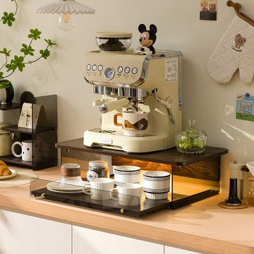 【含稅/免運】 咖啡機增高架抽拉式桌面杯子收納架水吧臺飲水機廚房微波爐置物架