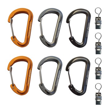 outdoor element Gearbiner Clip Set戶外露營扣環組 OEGCS 扣環6個 + 掛夾4個  橘色 + 灰色 + 黑色  扣環 5cm